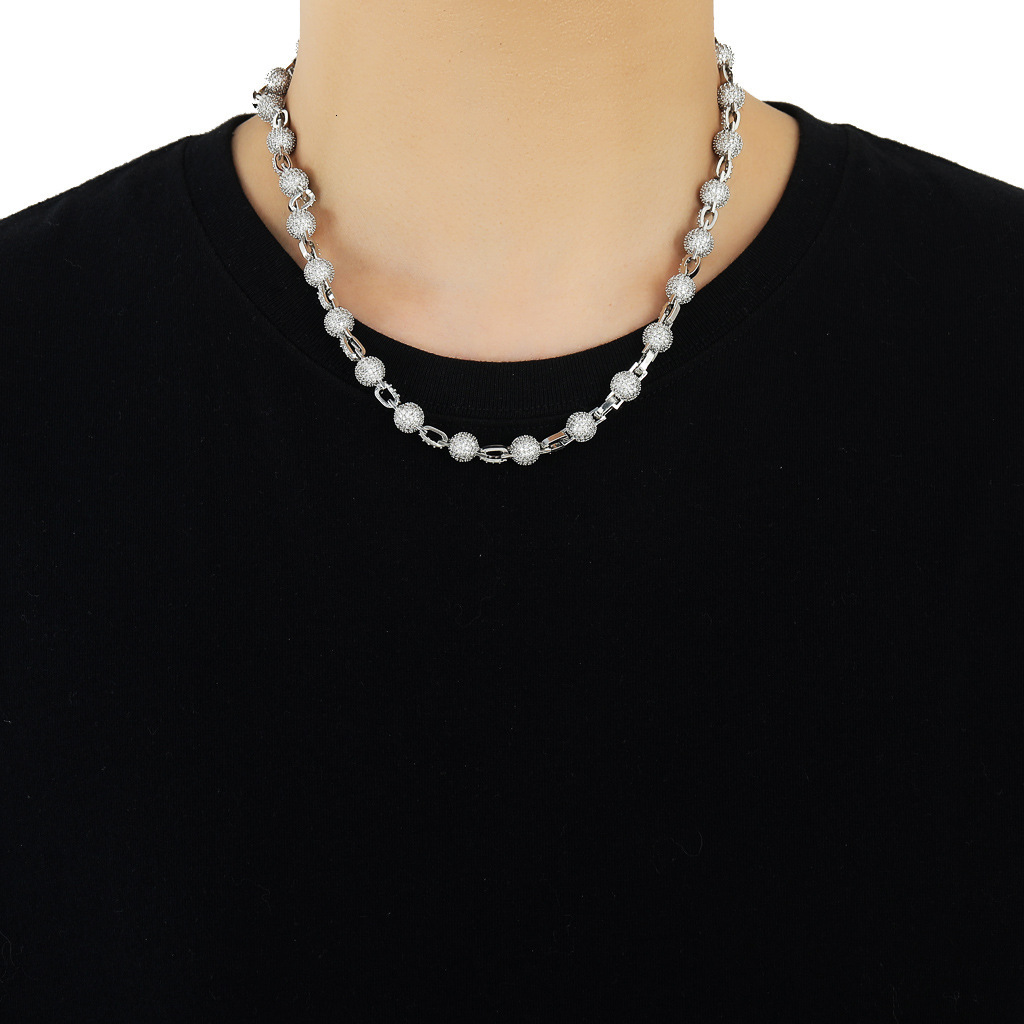 Hip Hop 8mm Bead Chain Trendy Unisex Collarbone Street Full Iced Out Luxury Accessory Bling Bling Necklace Pass the diamond tester