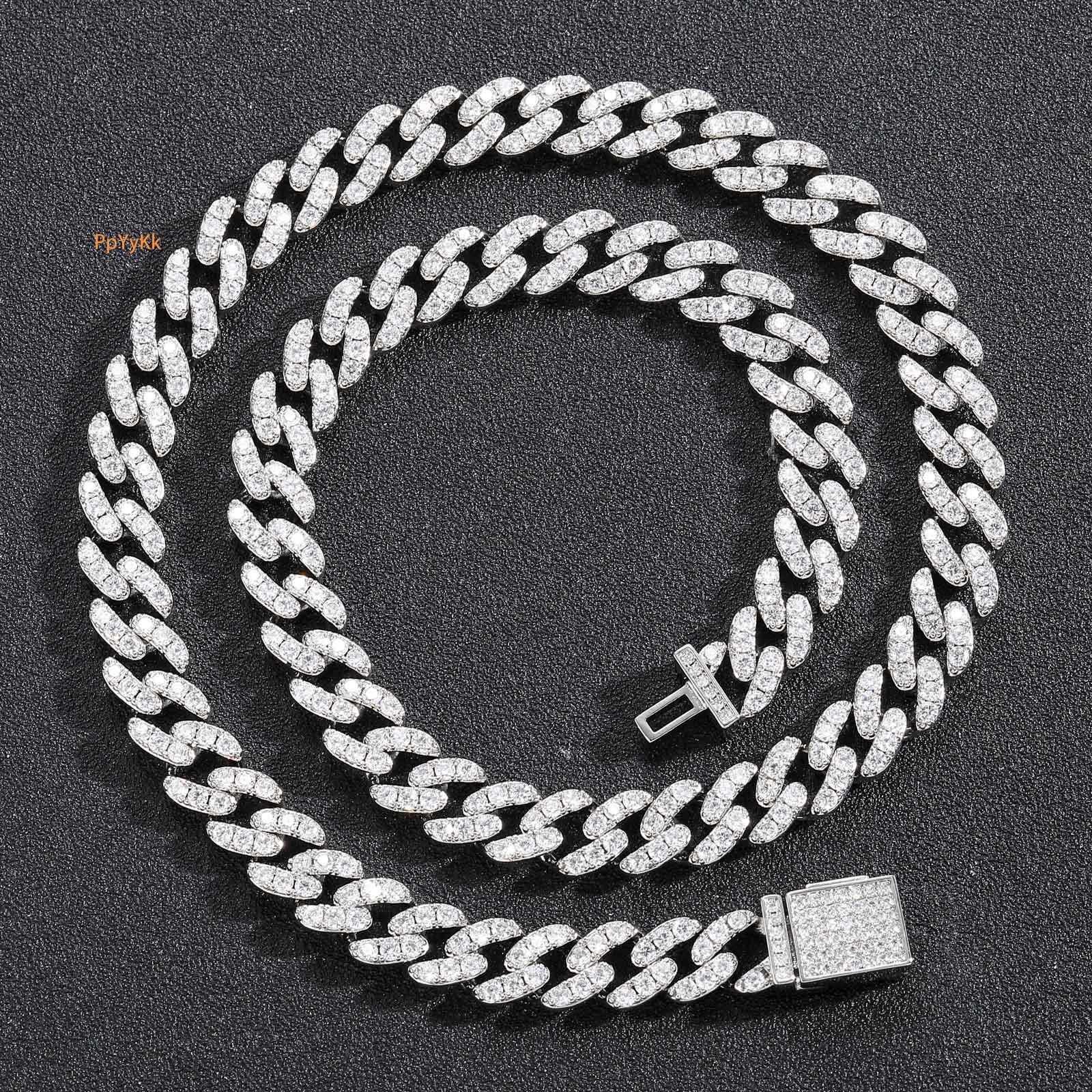 New Arrival Hip Hop 9MM Cuban Link Chain with Flip Clasp Iced Out Men's Personalized Niche Hip Hop Trendy Shiny Necklace Pass the diamond tester