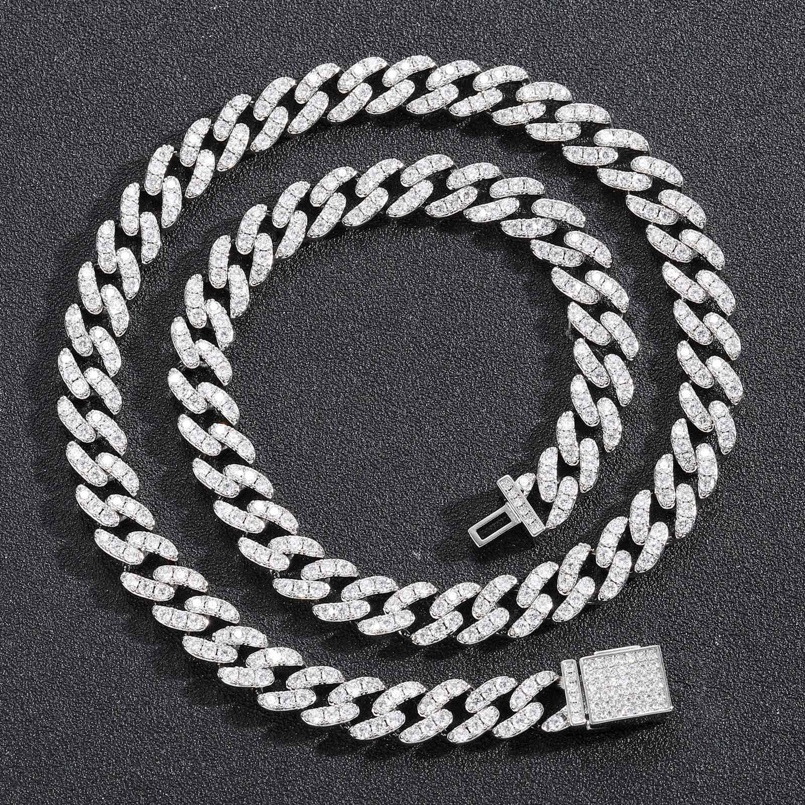 New Arrival Hip Hop 9MM Cuban Link Chain with Flip Clasp Iced Out Men's Personalized Niche Hip Hop Trendy Shiny Necklace Pass the diamond tester