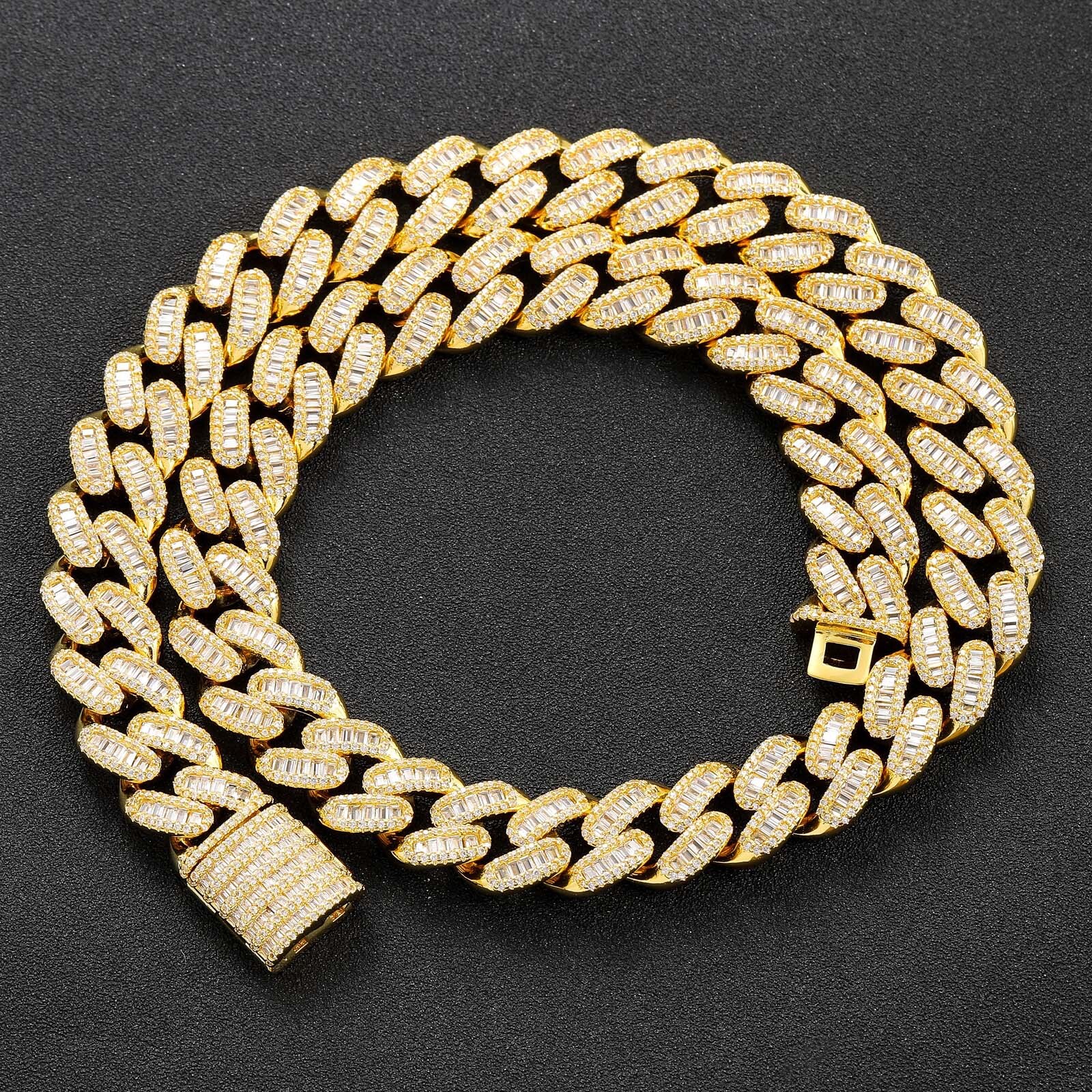 Luxury Jewelry Hip Hop 15mm VVS Moissanite Iced Out Miami Cuban Chain Necklace Pass the diamond tester