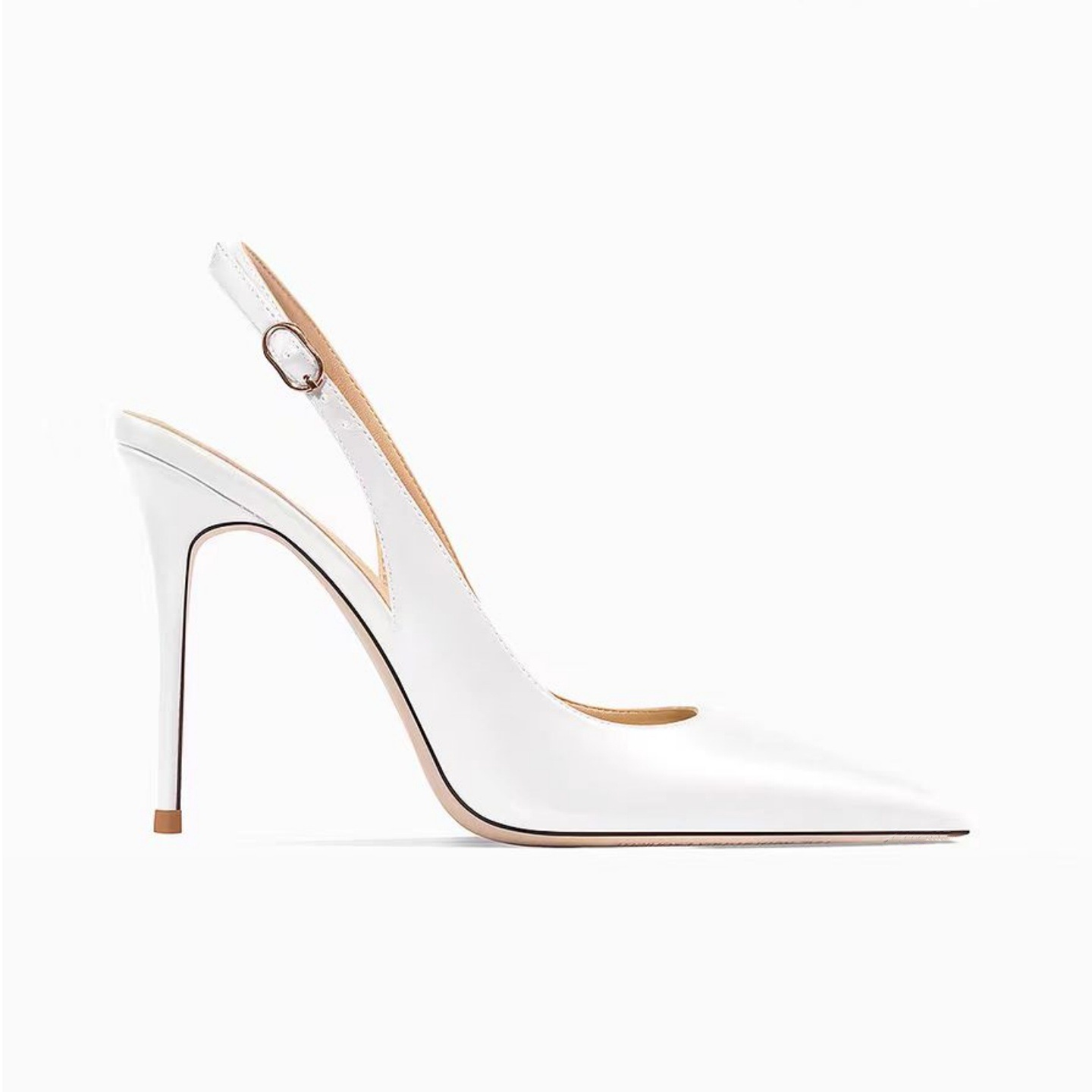 Women's Pointed Toe Office Sandals - 8cm Slim Heel with T-Bar Ankle Strap (Professional Business Pumps)
