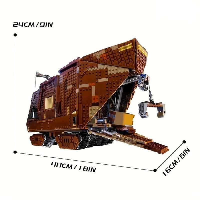 Famous Movie Scene Desert City Blocks Childrens Toy Sandcrawler Model Christmas Building Blocks MOC-75059 Educational Toys Gift Y250628