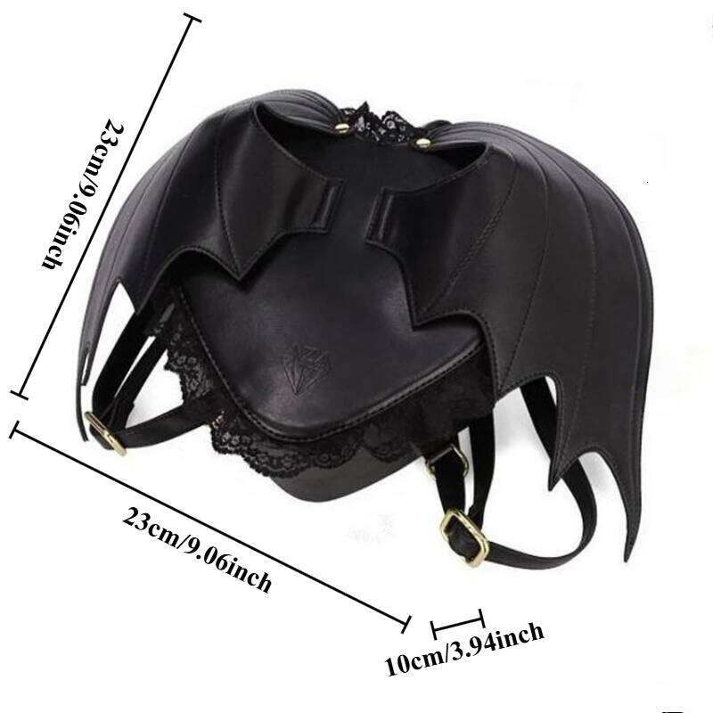 2025 Spring New Black Angel Devil Bat Shoulder Bag Ladies Personalized Love Lace Backpack Female Small Bags