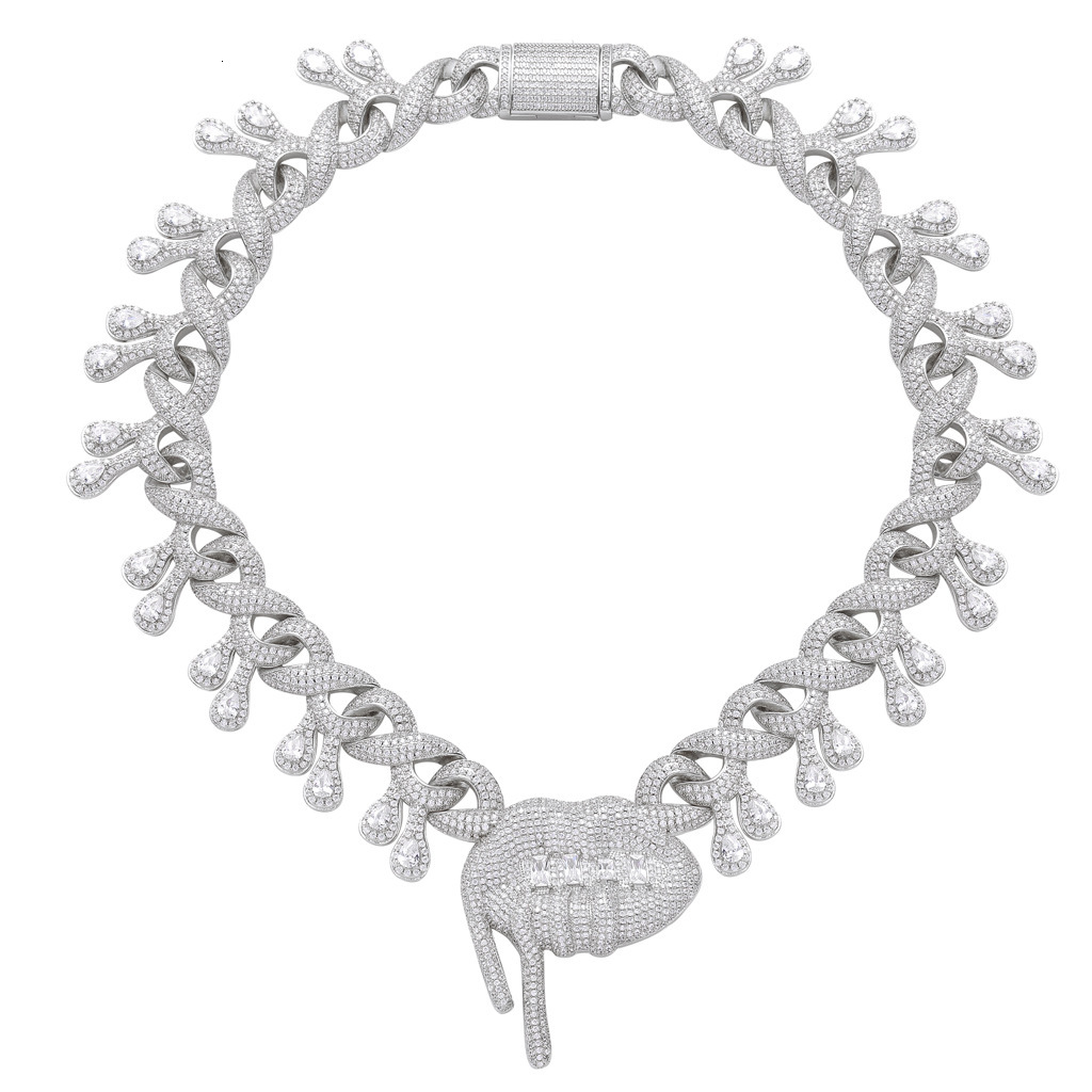 New Lip Drool Pendant Hiphop Infinite Cuban Link Chain Iced Out Moissanite Bling Bling Trendy Necklace Pass the diamond tester