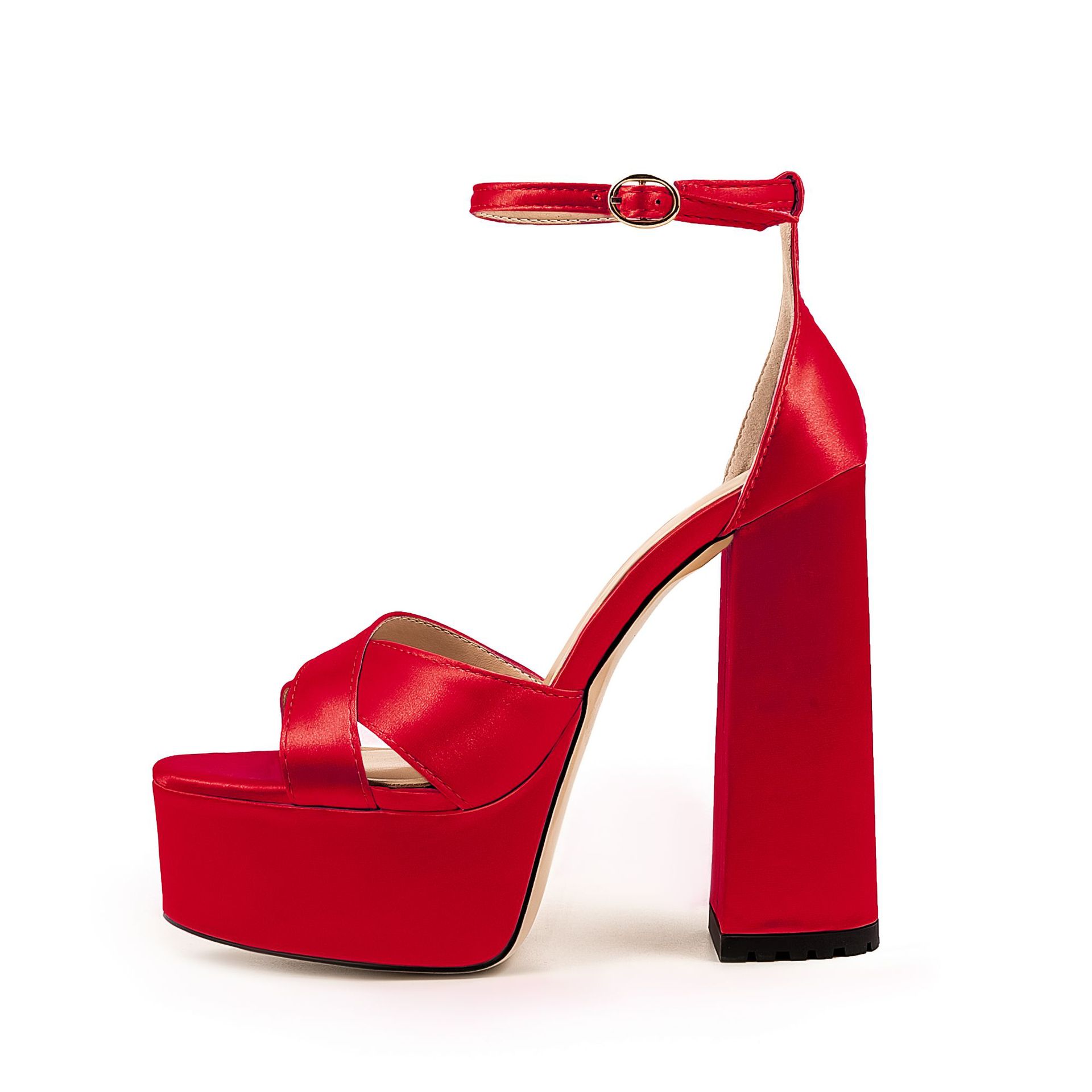 Women's Animal Print Peep Toe Platform Sandals - 6cm Chunky Heel with Adjustable Buckle Strap (Wide Width Waterproof PU)