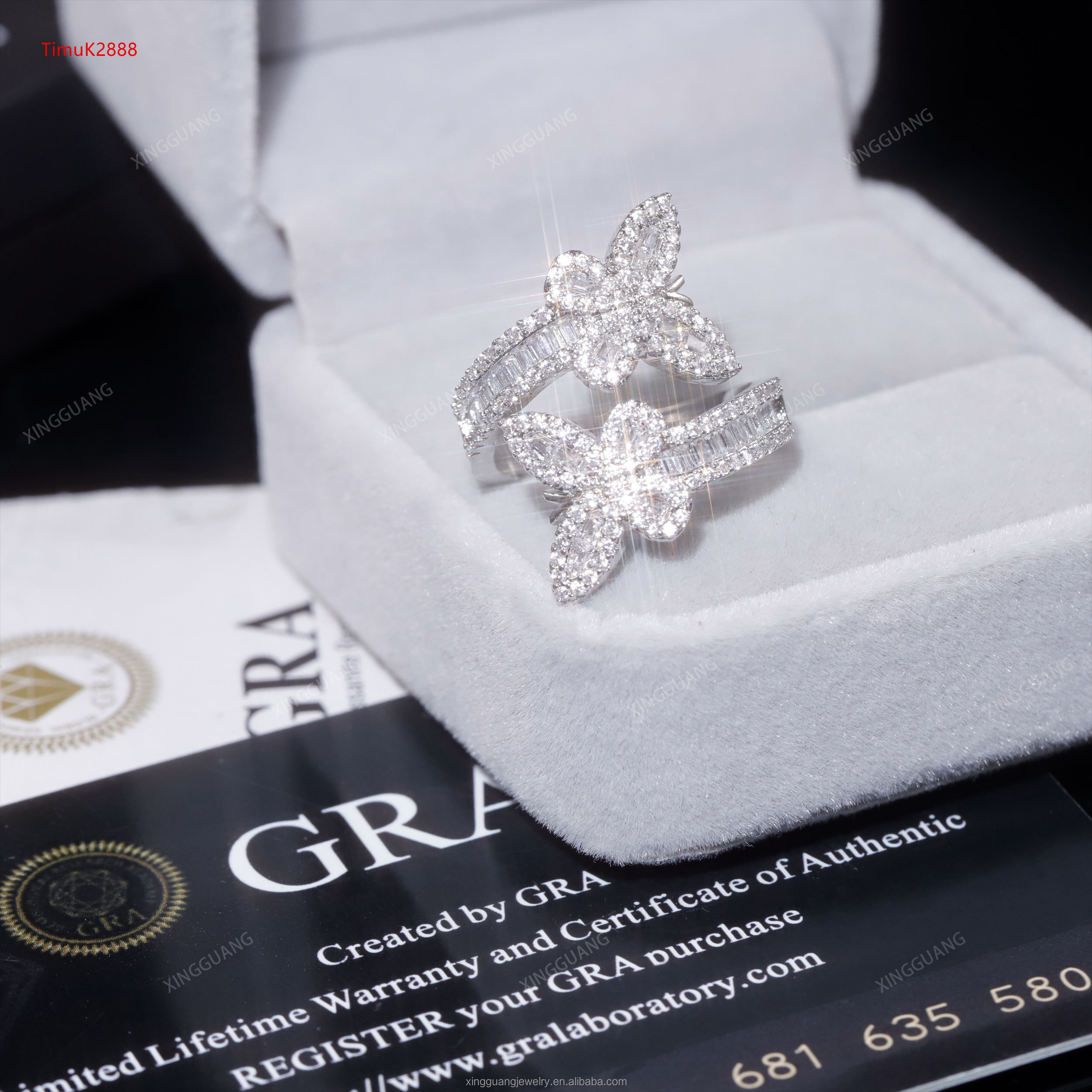 XG RTS Pass Diamond Tester Fine Jewelry Rings High Quality VVS Moissanite Rings butterfly 925 Silver Diamond Rings for Woman Man