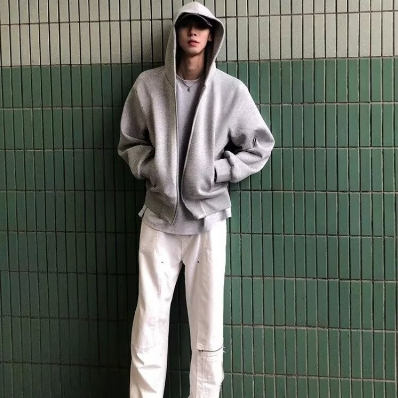 Teen Boys Autumn American Style Trendy Cardigan Sweatshirt Men's Versatile Casual Hoodie Zipper Jacket