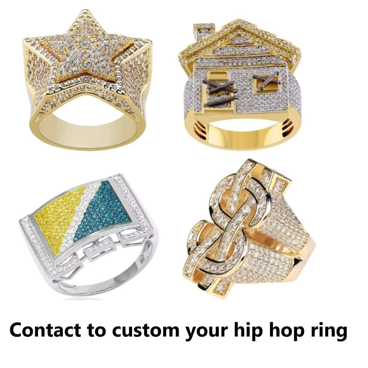 Men Rings Luxury Design Engraved Round Cut 4ct Moissanite Hip Hop Ring Silver 10k 14k Gold 3D Iced Out Crown Ring