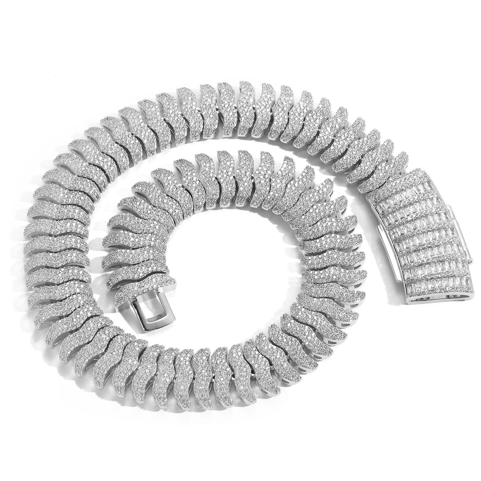 New Arrival Men's 22mm Wide Centipede Chain Micro Paved Diamond Bold Hiphop Statement Bling Bling Necklace Pass the diamond tester