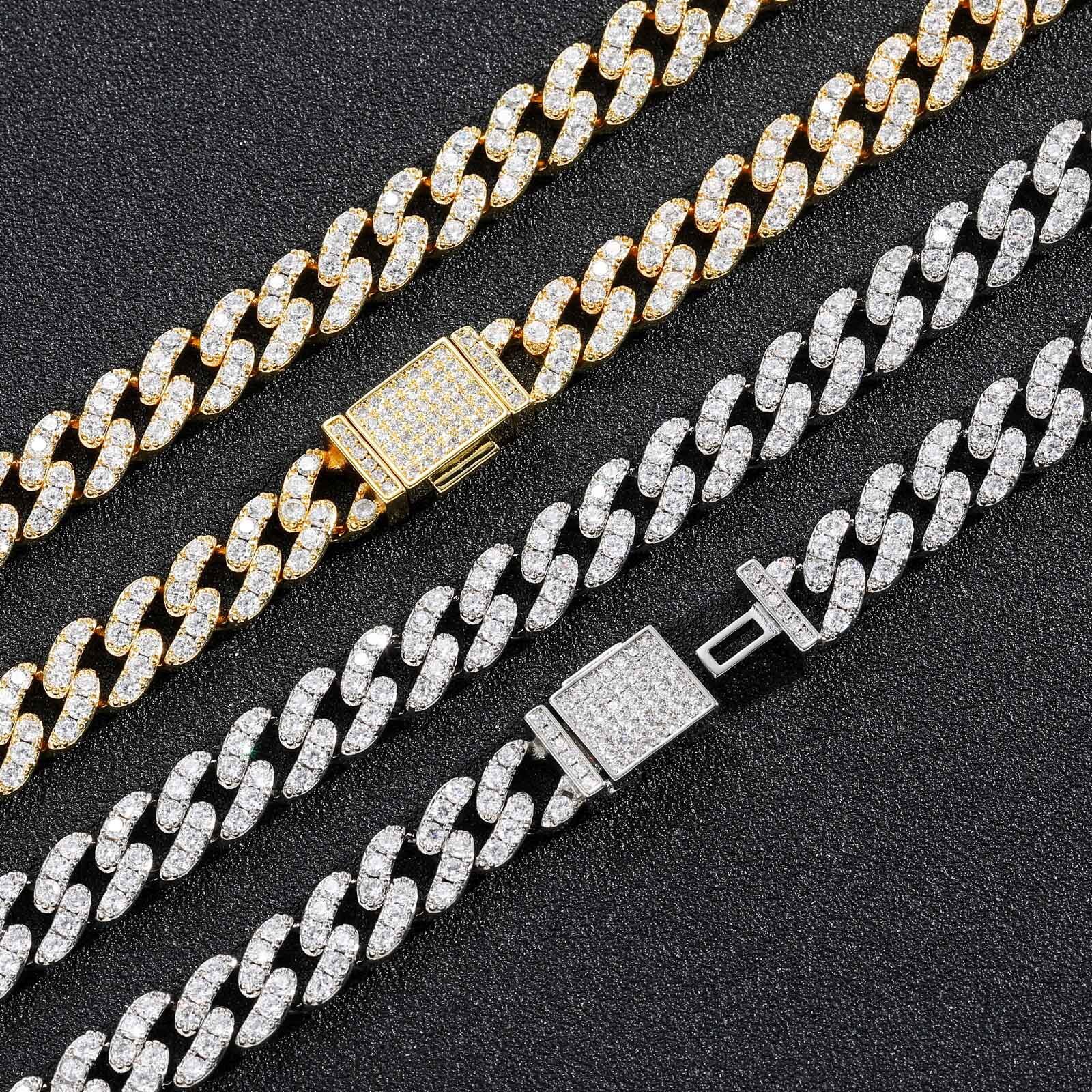 New Arrival Hip Hop 9MM Cuban Link Chain with Flip Clasp Iced Out Men's Personalized Niche Hip Hop Trendy Shiny Necklace Pass the diamond tester