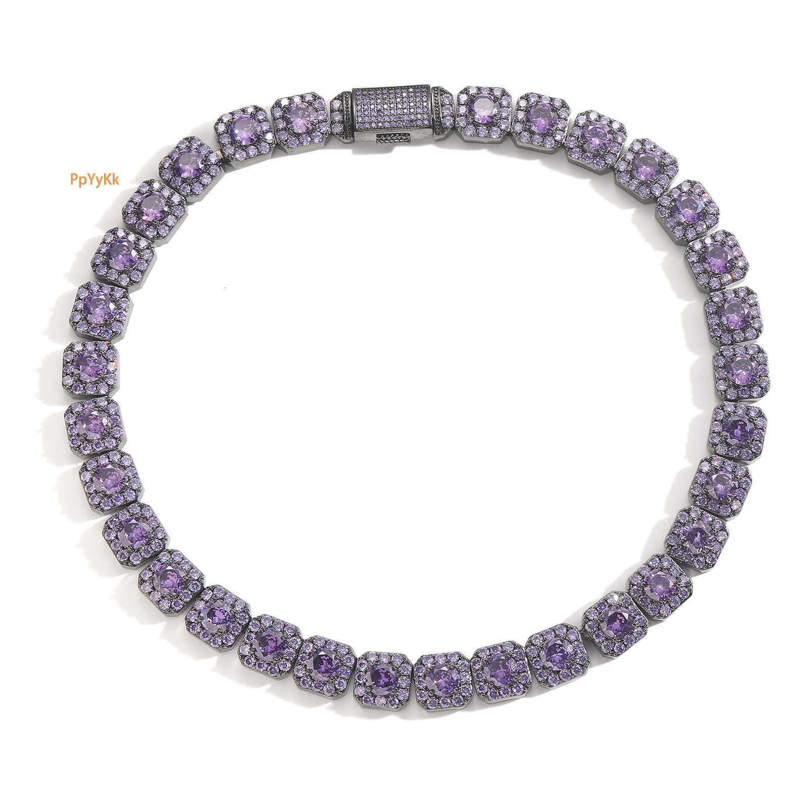Hip Hop Purple Moissanite 12MM Icy Sugar Chain Trendy Iced Out Mens Street Collarbone Bling Bling Necklace Pass the diamond tester