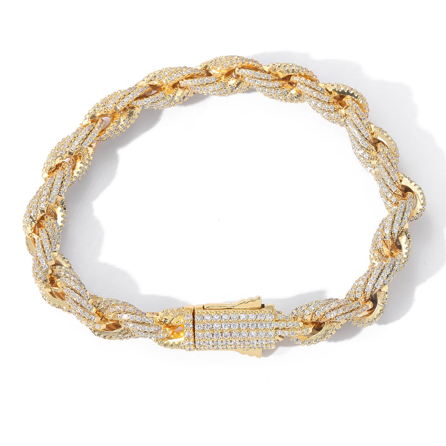Luxury Jewelry Hip Hop Men's Full Iced Out 8mm Twisted Chain Distorted Chain Hip Hop Necklace Fashion Stylish Accessory Pass the diamond tester