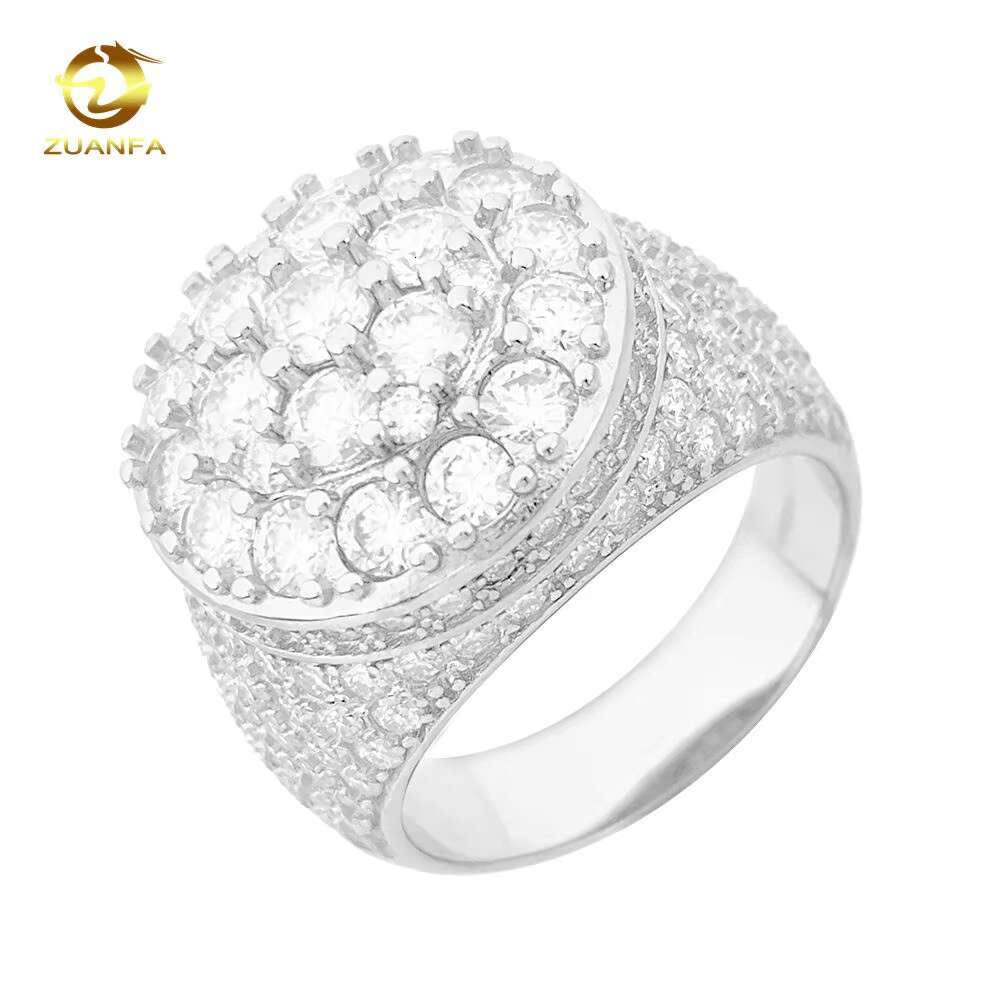 ZUANFA Fashion Jewelry Flower Design Hip Hop Ring 925 Sterling Silver VVS Moissanite Men Women Diamond Ring