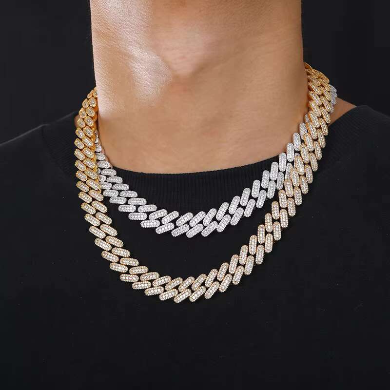 Elegant Womens 18K Gold Plated Cuban Chain Necklace with Zircon Gemstone Copper Jewelry In-Stock