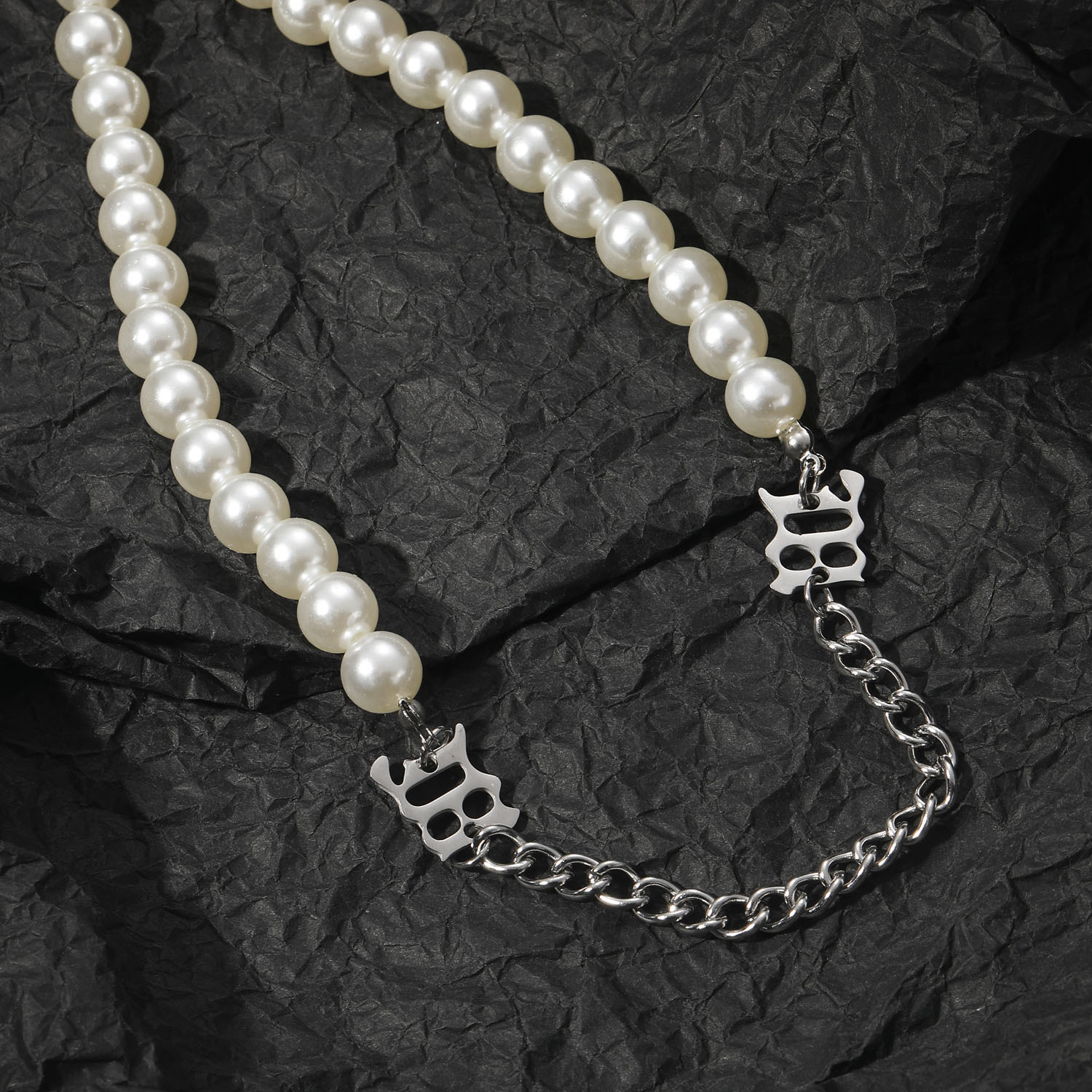Luxury Moissanite Hip Hop M Letter Necklace Pearl Mix Choker Unisex Versatile Jewelry Pass the diamond tester