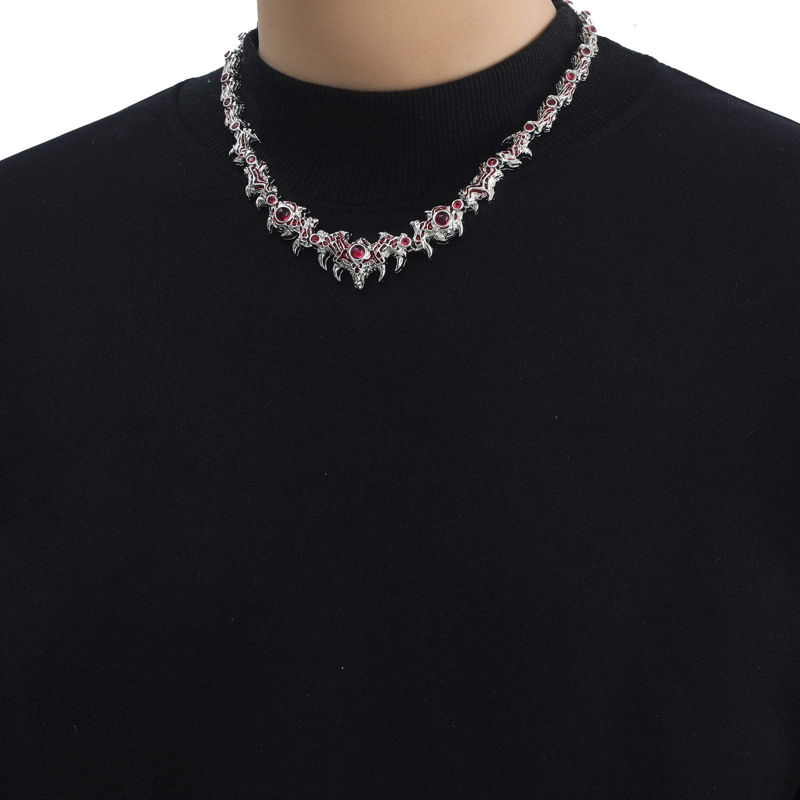 New Spike Parasitic Red Eye Thorn Iced Out Exaggerated Hip Hop Mens Creative Accessory Bling Bling Necklace Pass the diamond tester