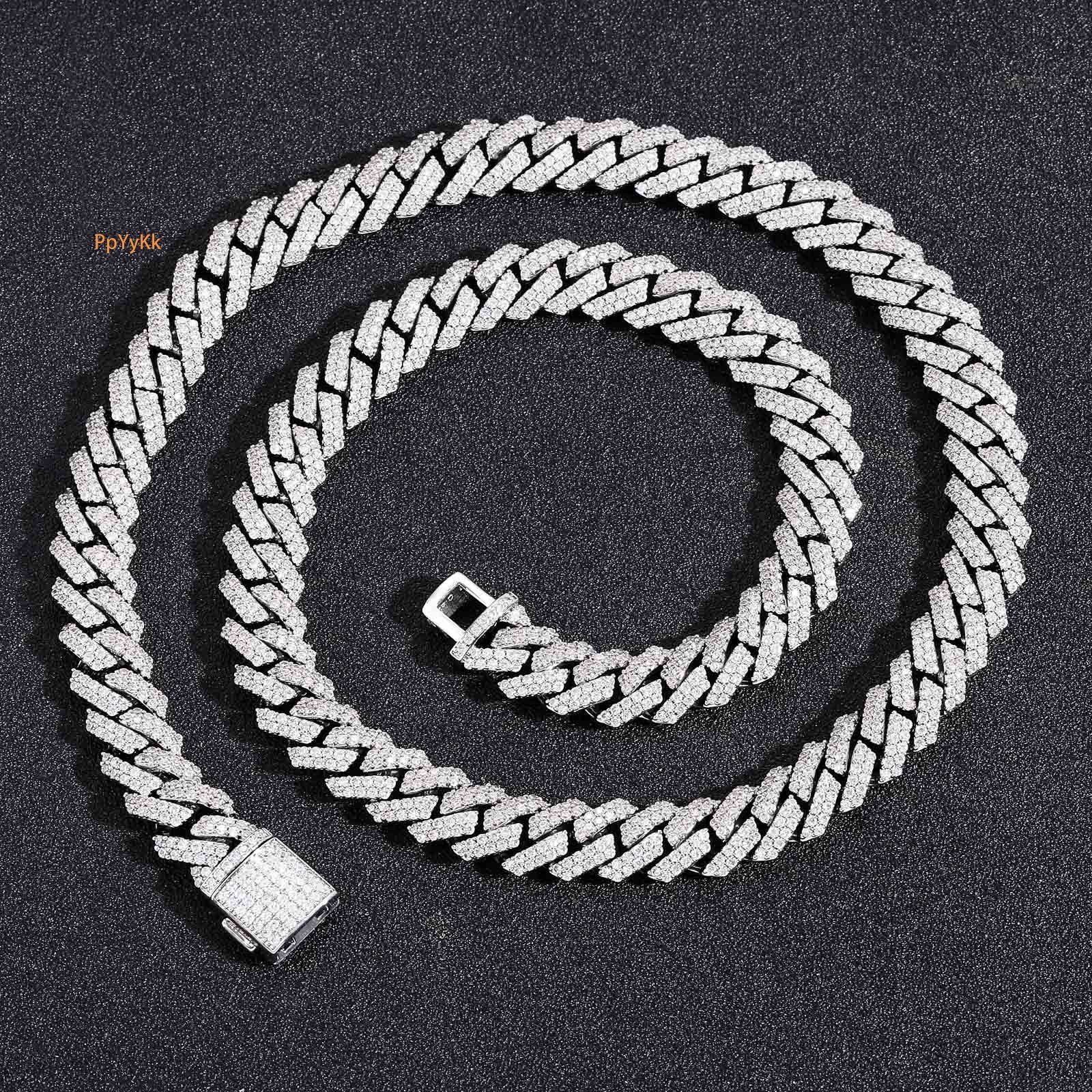 Luxury Jewelry Hip Hop 10mm Diamond Cut Cuban Link Chain Iced Out Men's Bling Bling Necklace Streetwear Trendy New Style Pass the diamond tester