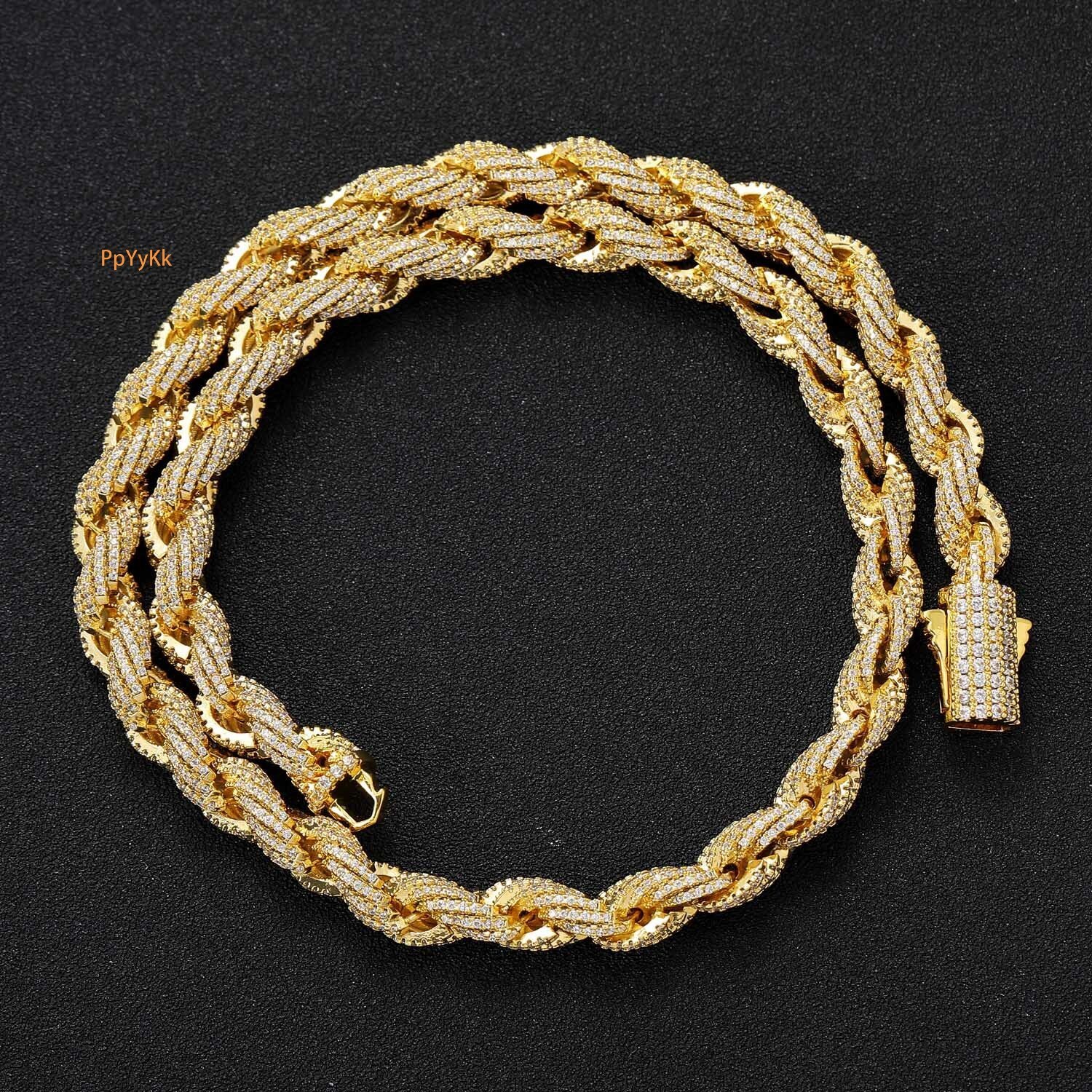 Luxury Jewelry Hip Hop Men's Full Iced Out 8mm Twisted Chain Distorted Chain Hip Hop Necklace Fashion Stylish Accessory Pass the diamond tester