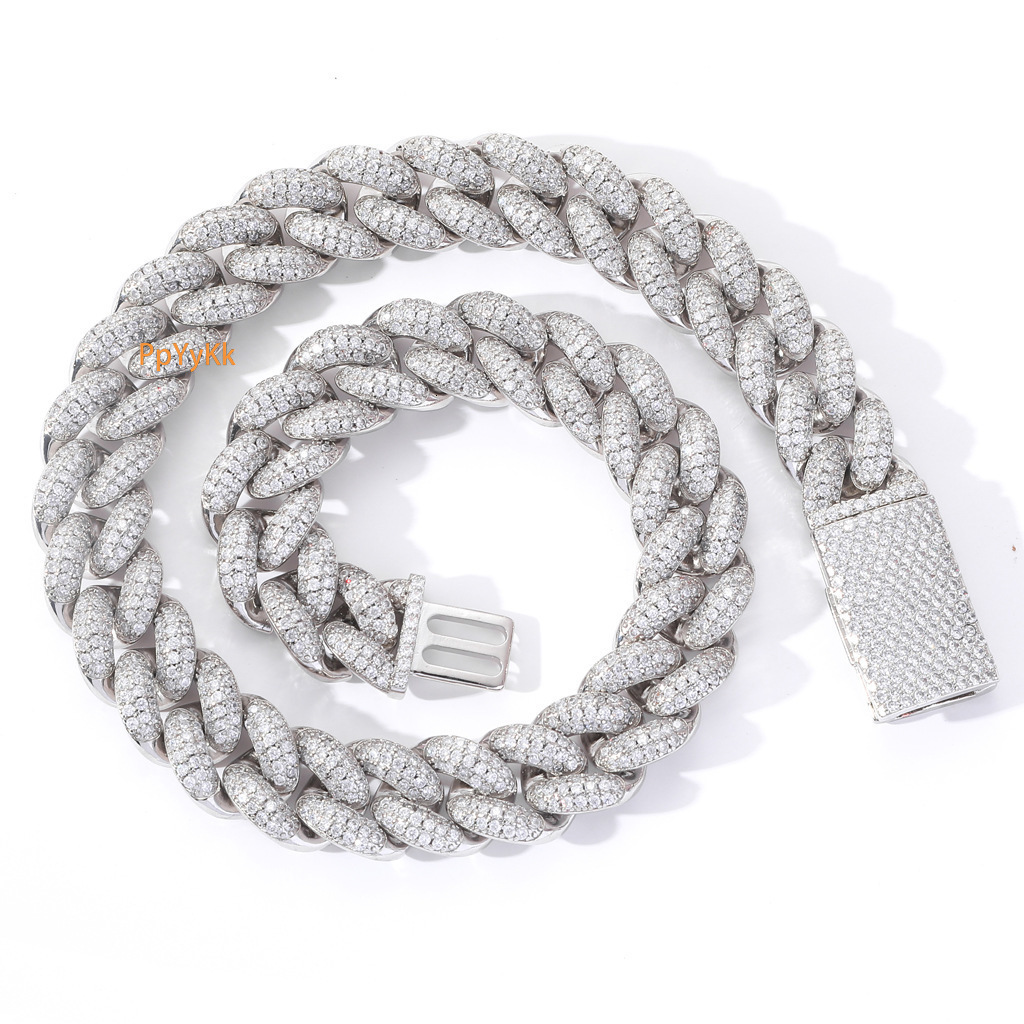 Luxury Jewelry 20mm Cuban Link Miami Lock Clasp Bold Iced Out Luxury High Quality Hip Hop Men Bling Bling Necklace Pass the diamond tester