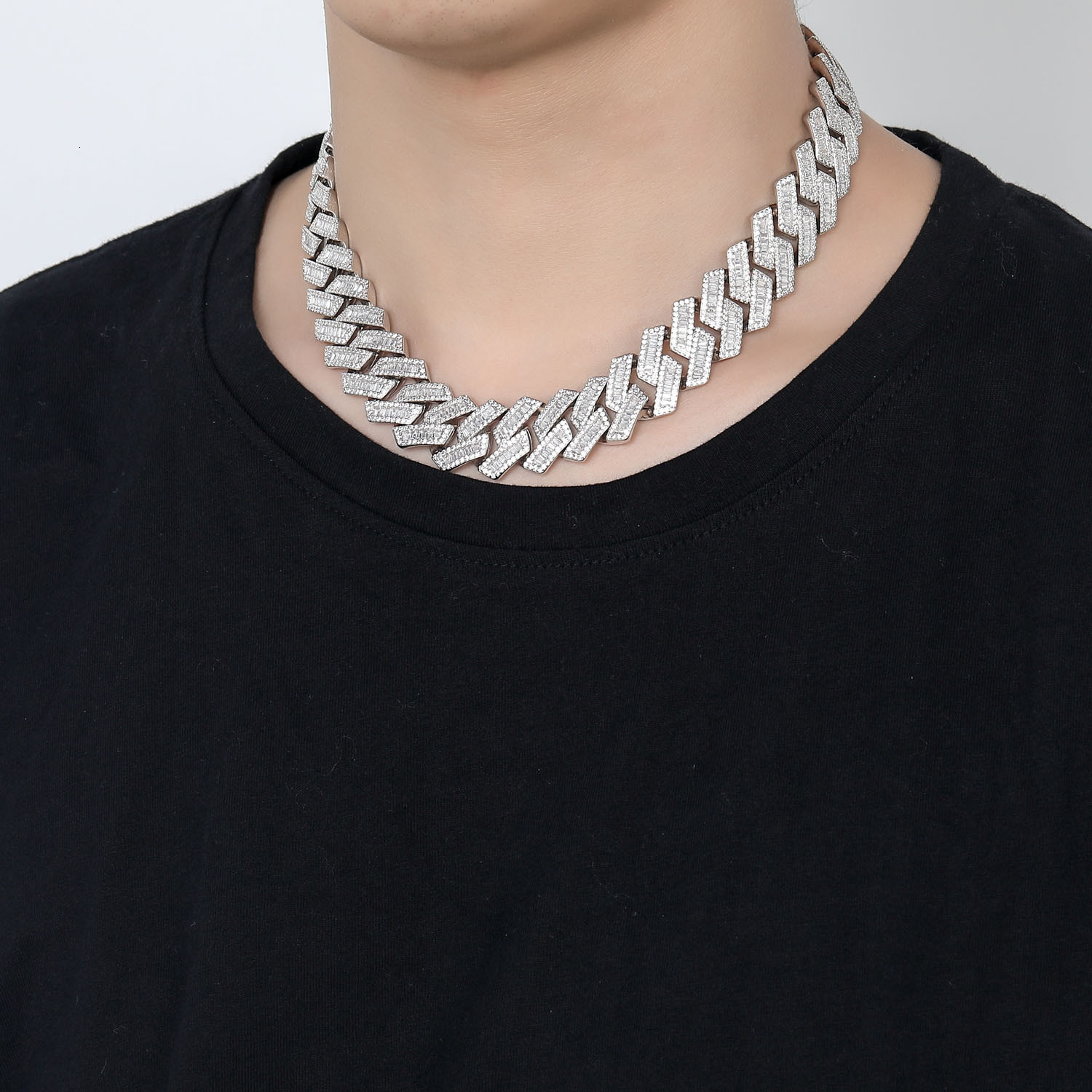Luxury Jewelry Hip Hop 20mm Iced Out Diamond Cuban Chain Bold Square Moissanite Statement Men's Bling Bling Necklace Pass the diamond tester