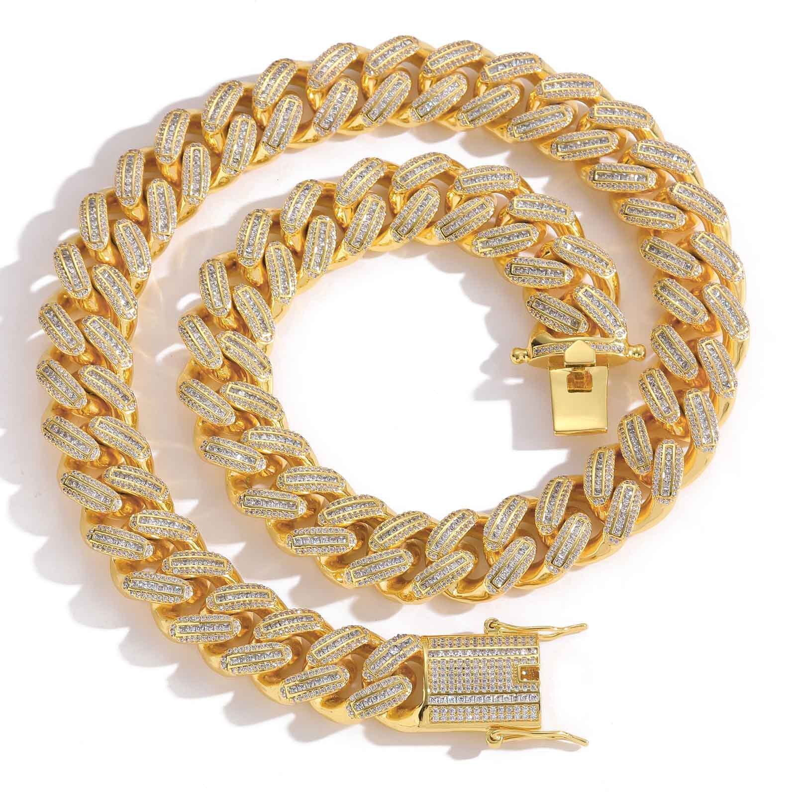 Men's Hip Hop 18mm VVS Moissanite Iced Out Miami Cuban Chain Luxury Necklace Pass the diamond tester