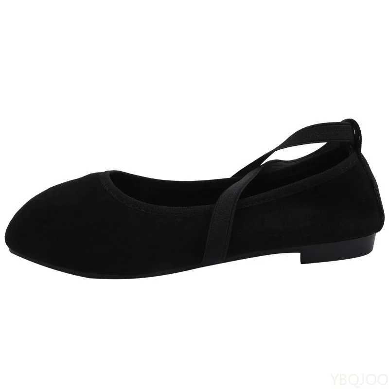 Ladies Ballet Shallow Flat Wens Mary Jane Shoes soft sole shoe Wen cross strap Flats Zapatos Mujer 2025 Y250629