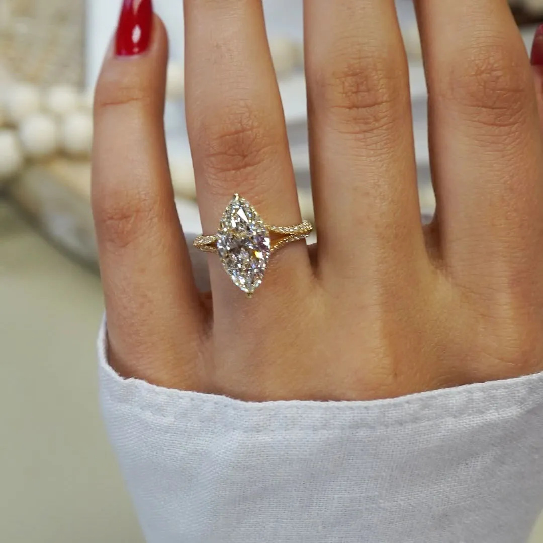 2025 Choucong Gorgeous Sparkling Luxury Jewelry 925 Sterling Silver Fill Marquise Cut White 5A Zircon CZ Diamond Eternity Elegant Lady Bridal Ring Lov