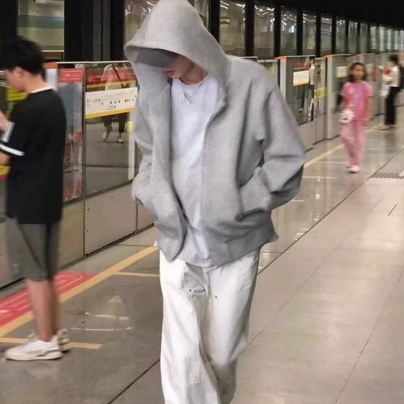 Teen Boys Autumn American Style Trendy Cardigan Sweatshirt Men's Versatile Casual Hoodie Zipper Jacket