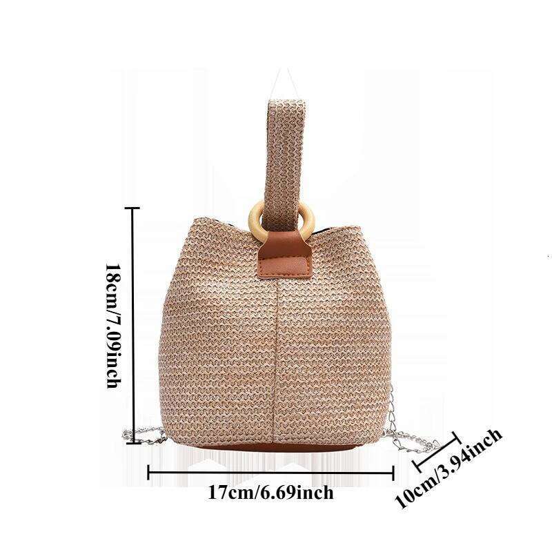 2025 New Trend Crossbody Mini Bucket Small Fresh Tote Student Woven Mori Beach Straw Bag Female