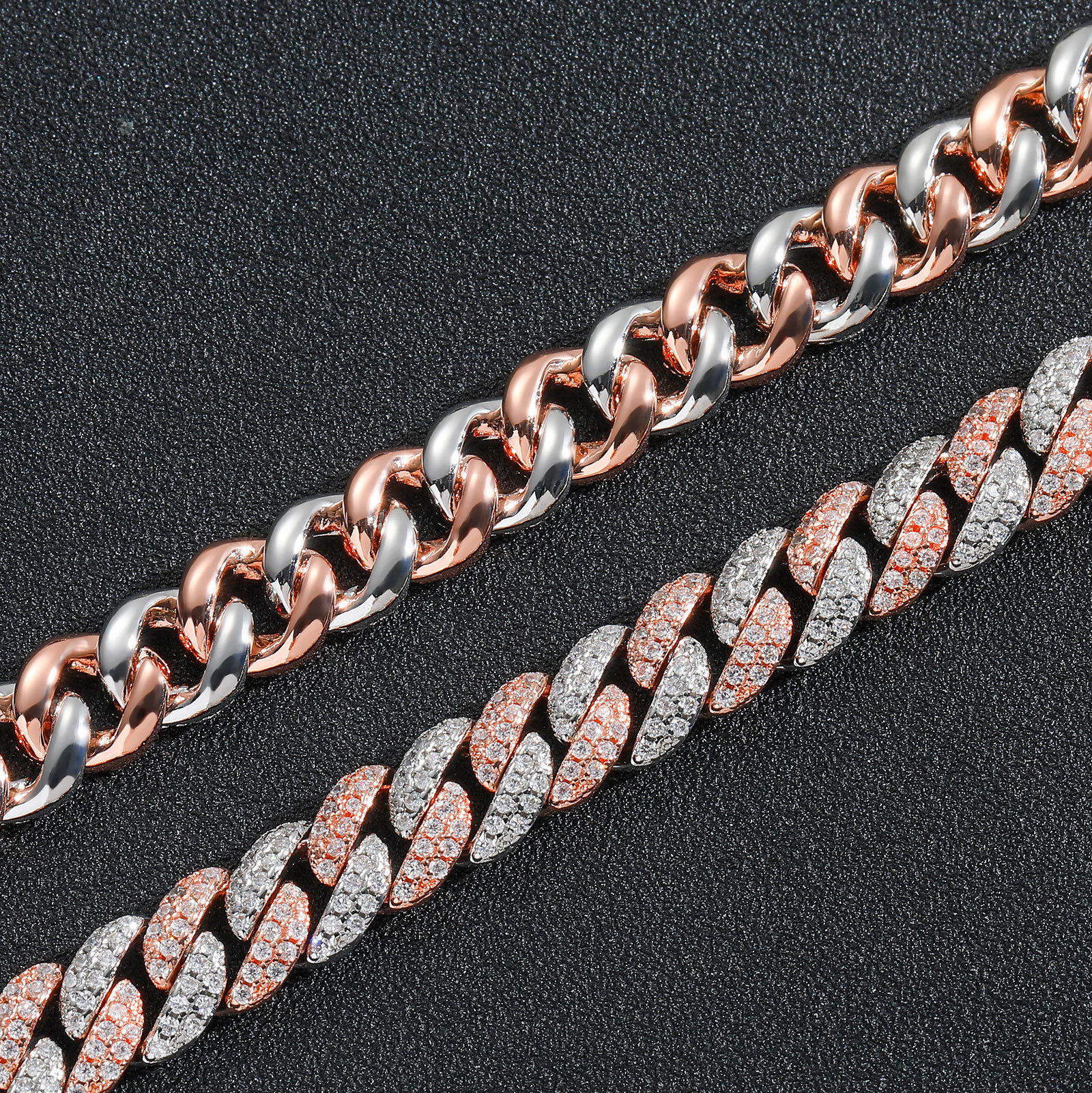 Luxury Moissanite 9mm Pink Diamond Cuban Chain Full Iced Out Unisex Niche Necklace Pass the diamond tester