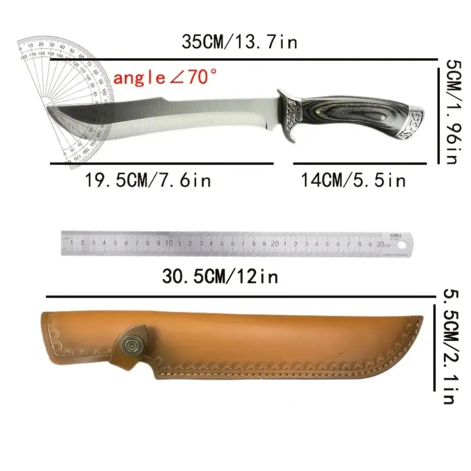 A black wooden handle outdoor knife high hardness portable knife fixed blade high quality straight knife suitable for hiking 250628 - view 7