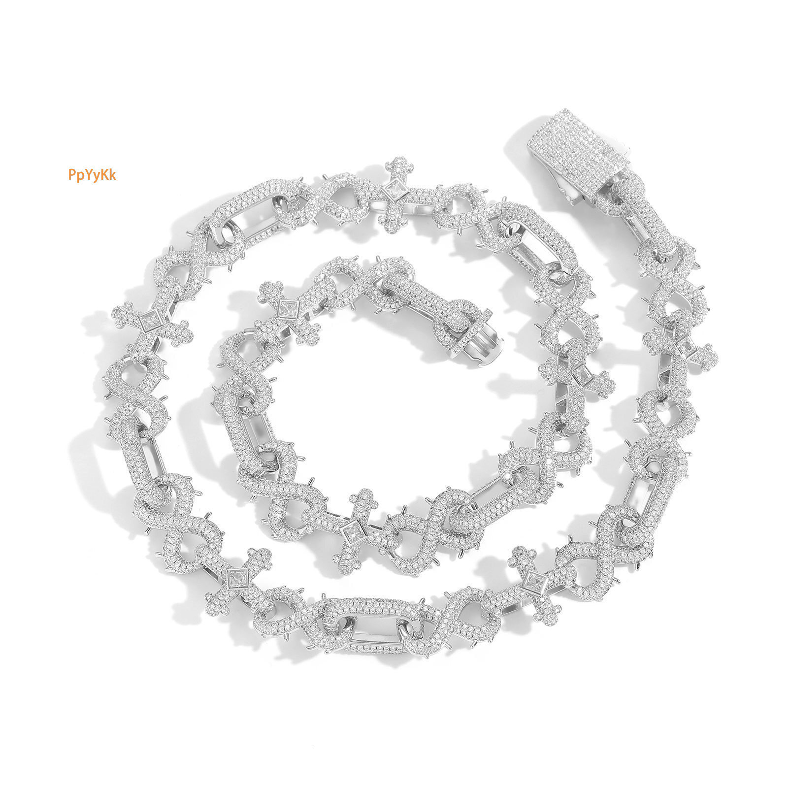 Luxury Jewelry Hip Hop 8 Shape Thorn Cross Cuban Chain Men's Moissanite Trendy Hip Hop Accessory Bling Bling Necklace Pass the diamond tester