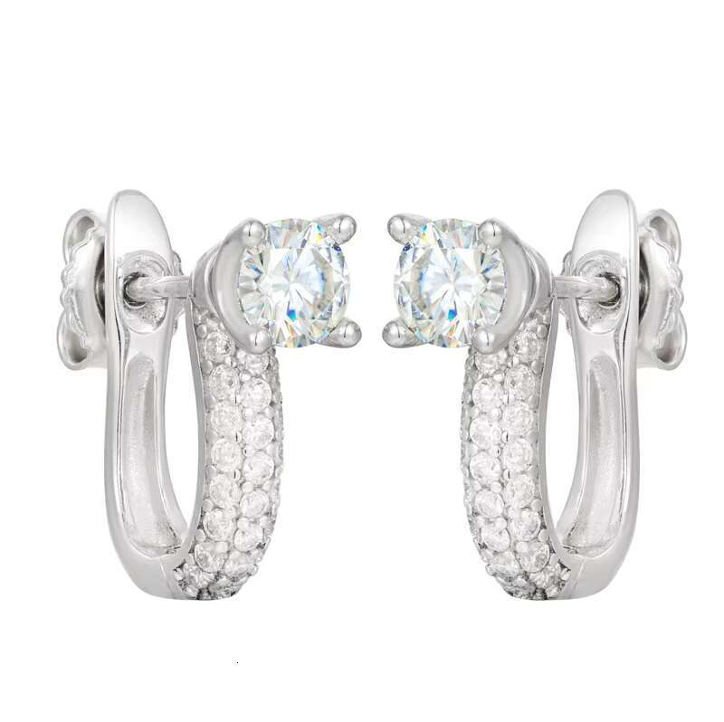 S925 Silver Moissanite Earrings Elegant U-Shaped Niche Design Simple and Exquisite Fashion Jewelry