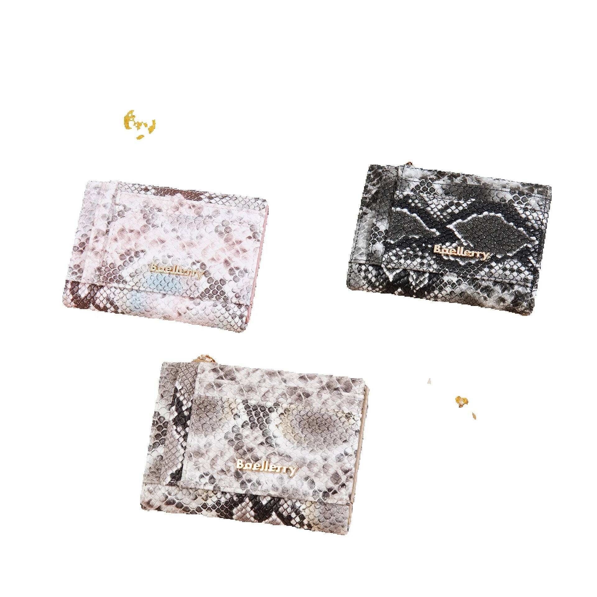 Free shipping 2025 new designer bag New Baellerry Women's Wallet Cross-border Fashion Snake Pattern Short Multi-card Slot Zipper High-end Coin Pu