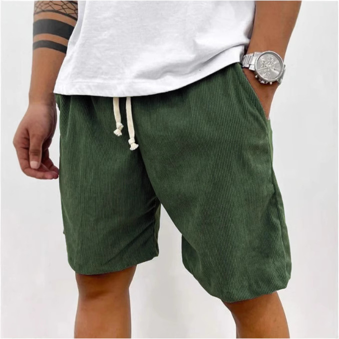 2025 European And American Spring/summer Solid Color Drawstring Designer Summer Shorts Pants Corduroy Casual Shorts Men's Shorts Casual Pants