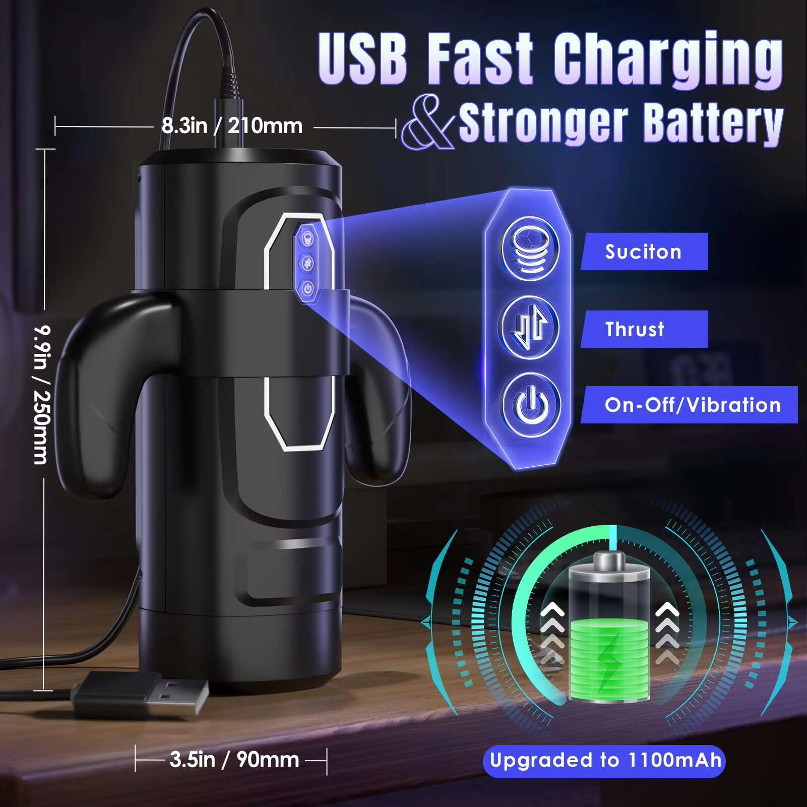 Penis Pump Pocket Pussy Stroker Vibrator Electric Men Sex Toys Thrusting Sucking Automatic Male Masturbation Cup with Handle