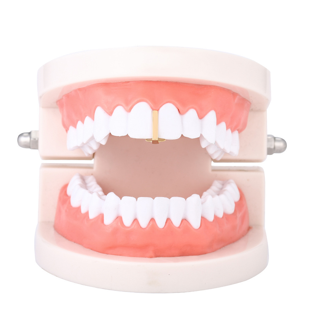 New Arrival Creative Gold Bar Hip Hop Grillz 18K Gold Plated Luxury Single Tooth Geometric Design Statement Accessory