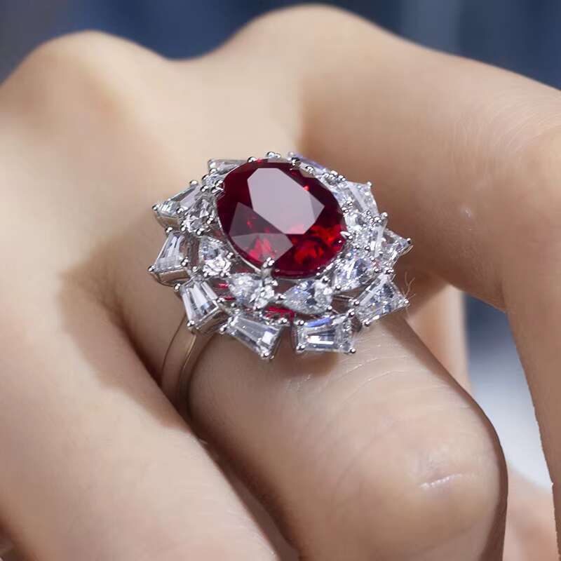 Messi Jewelry MSR-954 Lab Created Ruby S925 Oval Ring New Romantic Fashion Design Engagement Ring Wedding Band Classic Gift