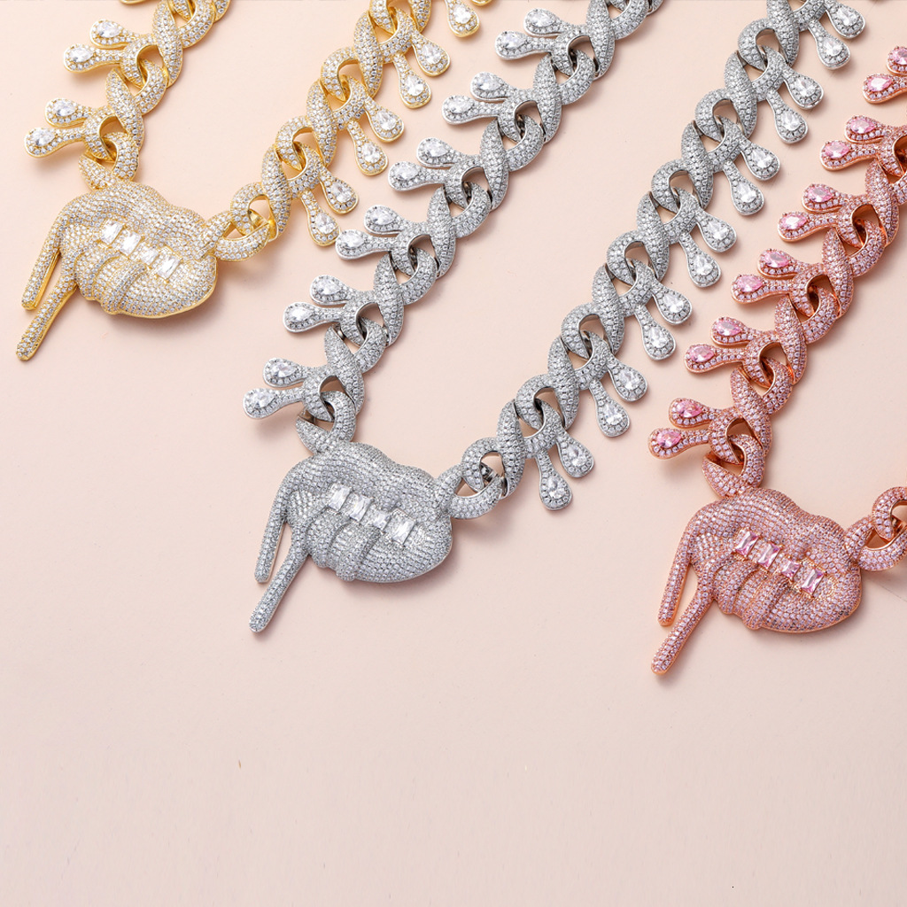 New Lip Drool Pendant Hiphop Infinite Cuban Link Chain Iced Out Moissanite Bling Bling Trendy Necklace Pass the diamond tester