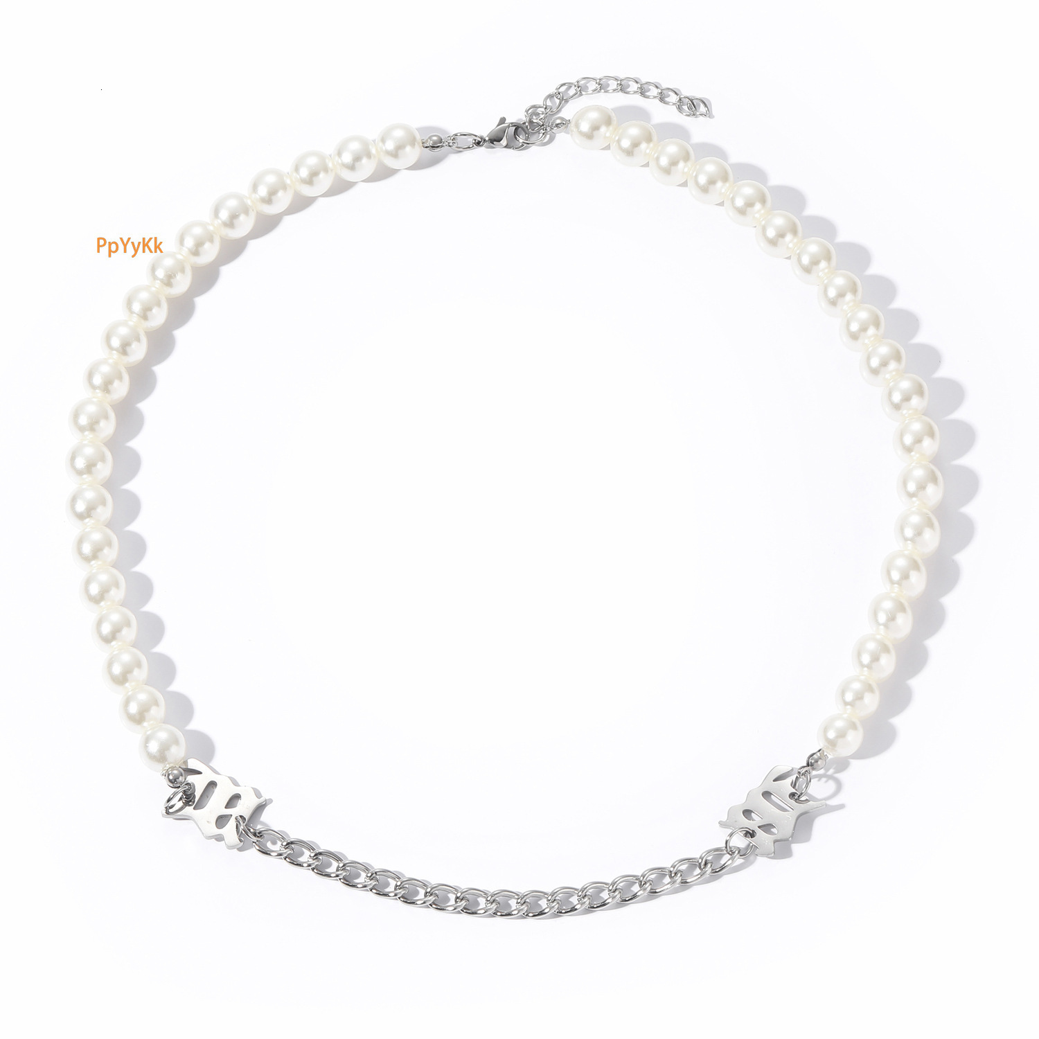 Luxury Moissanite Hip Hop M Letter Necklace Pearl Mix Choker Unisex Versatile Jewelry Pass the diamond tester