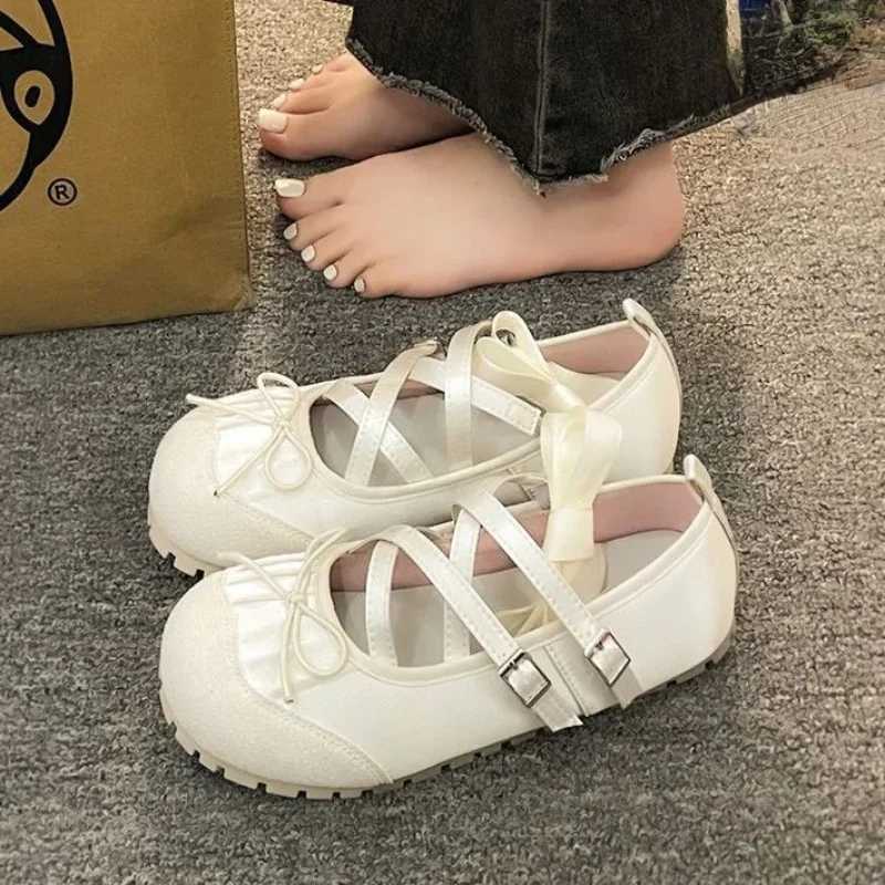 Wen Ballet Flats Shoes Fion Elegant Cross Strap Shoes Ladies Outdoor Dress Flats Fion Shallow Ballerina Shoes Y250629