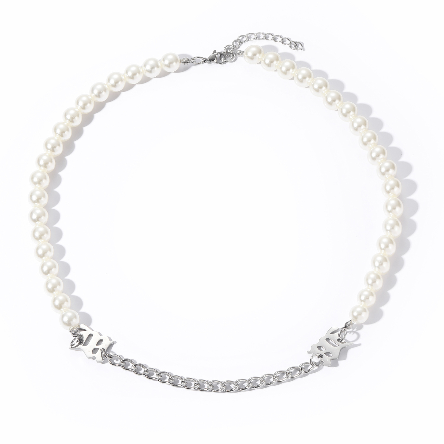 Luxury Moissanite Hip Hop M Letter Necklace Pearl Mix Choker Unisex Versatile Jewelry Pass the diamond tester