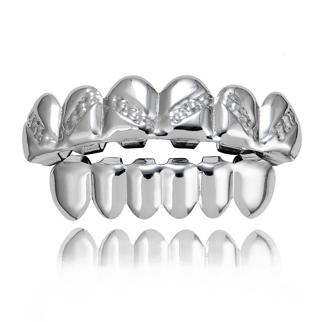 New 18K Gold Plated Smooth Twill Pattern Hip Hop Grillz Luxury High Quality Halloween Costume Accessory