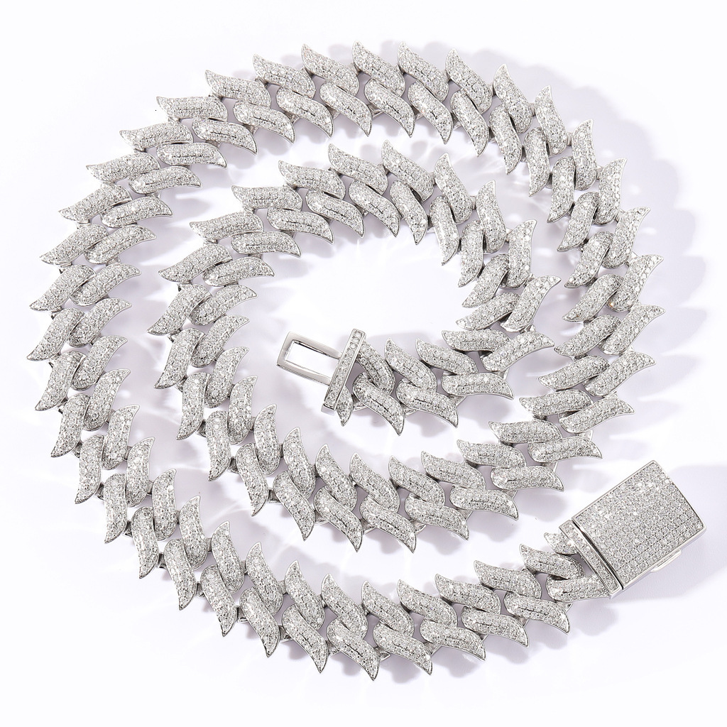 High Quality New 18mm Miami Lock Clasp Spike Thorn Cuban Necklace Full Iced Out Jewelry Bling Bling Necklace Pass the diamond tester