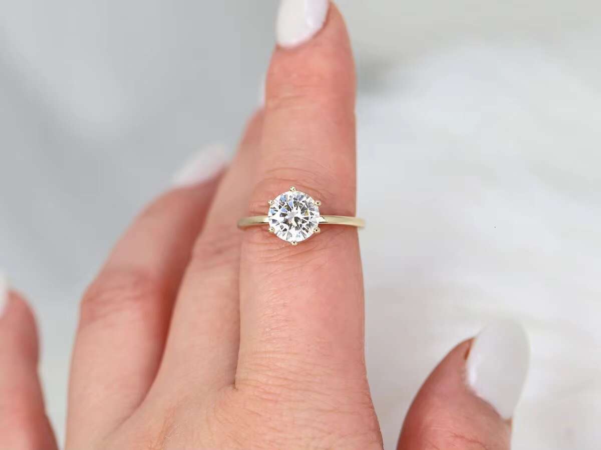 Mind Blowing Natural Moissanite Women Special Ring With 14k Solid Yellow Gold Spicily Made for Women and Bride Girl Special Gift
