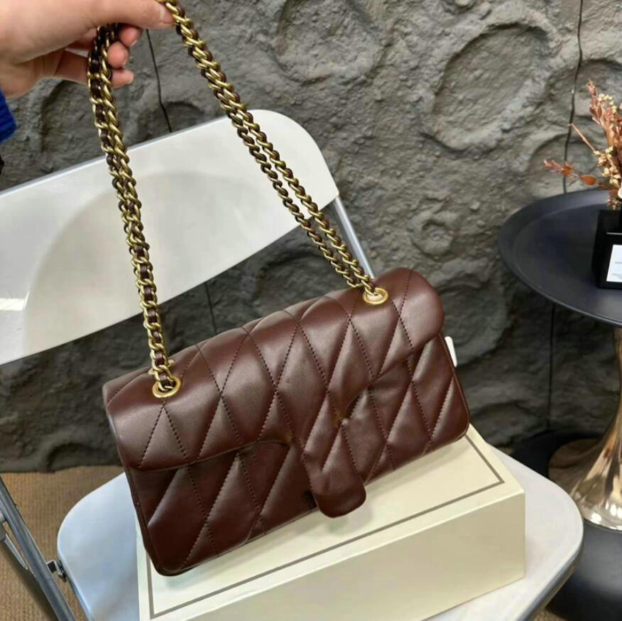 designer bag tabby bag 26 20 real leather baguette shoulder bags women card holder diamond grid borsa quilted chain bag luxury handbag Thread cross body bag