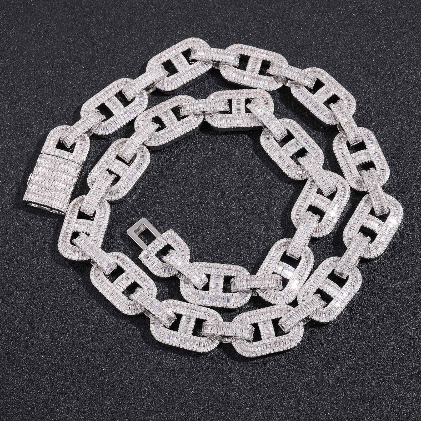 Luxury Jewelry Hip Hop Pig Nose Necklace 15mm Moissanite Choker Rapper Men's Accessory Bling Bling Necklace Pass the diamond tester