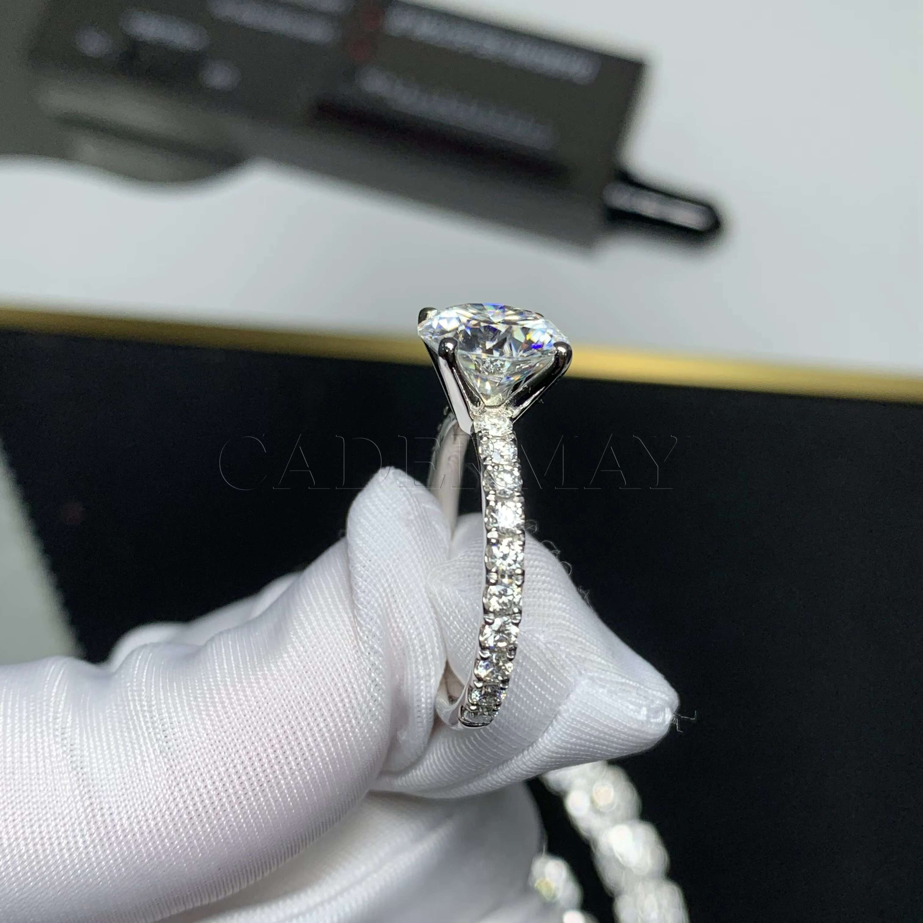 Luxury Moissanite Jewelry Round Elegant 14K Women Ring Big Rings Jewelry Women Vvs 10mm Moissanite Ring