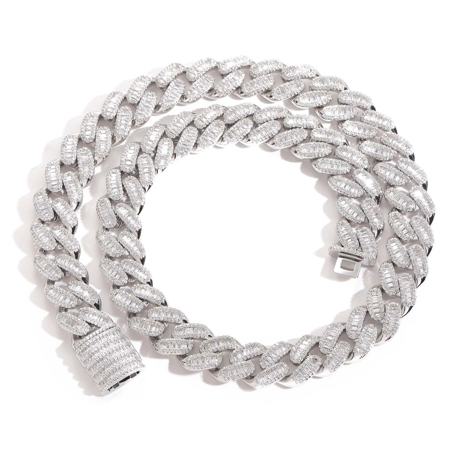 Luxury Jewelry Hip Hop 15mm VVS Moissanite Iced Out Miami Cuban Chain Necklace Pass the diamond tester