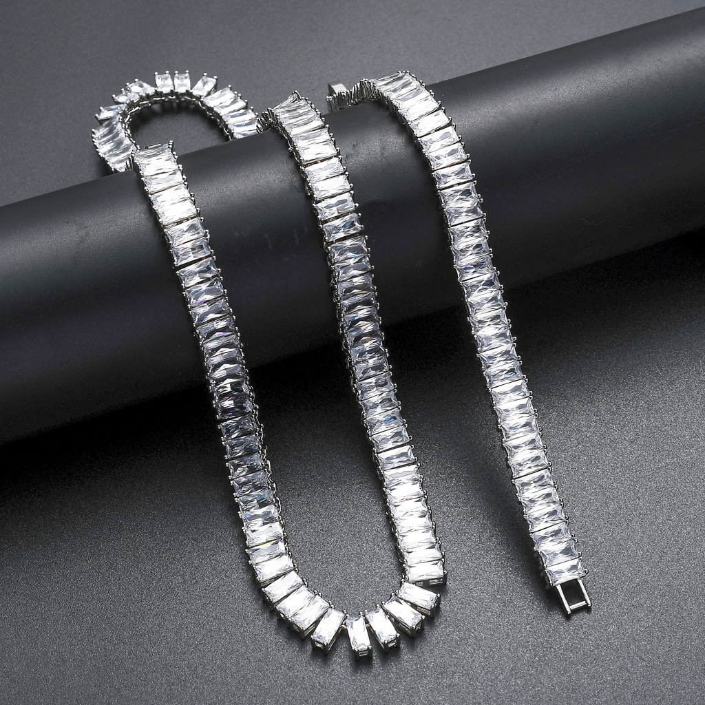 Iced Out Men Necklace Square Moissanite Minimalist Rock Trend Luxury New Design Accessory Pass the diamond tester